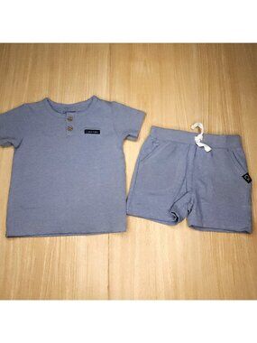 Calvin Klein Infant Boys Blue Knit Short Sleeve Shirt Shorts Outfit 3-6 Months